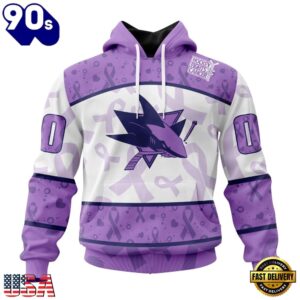 NHL San Jose Sharks Special Lavender Fight Cancer Hoodie, T Shirt , Trending NHL 3D Tee Nhl San Jose Sharks Special Lavender Fight Cancer Hoodie T Shirt 1