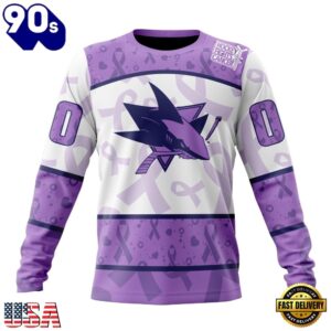 NHL San Jose Sharks Special Lavender Fight Cancer Hoodie, T Shirt , Trending NHL 3D Tee Nhl San Jose Sharks Special Lavender Fight Cancer Hoodie T Shirt 4