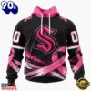 NHL Seattle Kraken 2026 Hockey Pink Fights Breast Cancer Design Hoodie, TShirt, Sweatshirt, Trending NHL 3D Tee