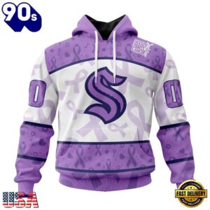 NHL Seattle Kraken Special Lavender Fight Cancer Hoodie, T Shirt , Trending NHL 3D Tee Nhl Seattle Kraken Special Lavender Fight Cancer Hoodie T Shirt 1