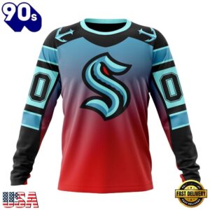 NHL Seattle Kraken Special Retro Gradient Design Hoodie, T Shirt, Trending NHL 3D Tee Nhl Seattle Kraken Special Retro Gradient Design Hoodie T Shirt 3