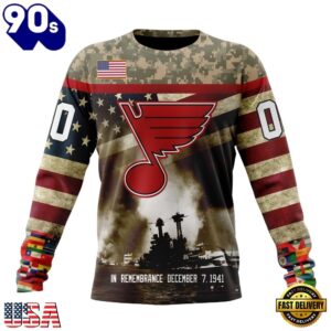 NHL St. Louis Blues Specialized Unisex Kits Remember Pearl Harbor Hoodie, T Shirt , Trending NHL 3D Tee Nhl ST Louis Blues Specialized Unisex Kits Remember Pearl Harbor Hoodie T Shirt 3