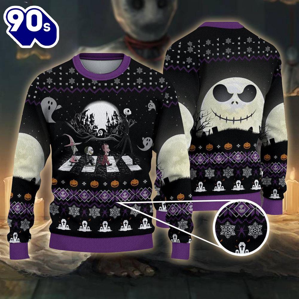 Merry Christmas Nightmare Before Xmas Road Ugly Sweater Merry Christmas Nightmare Before Xmas Road Ugly Sweater