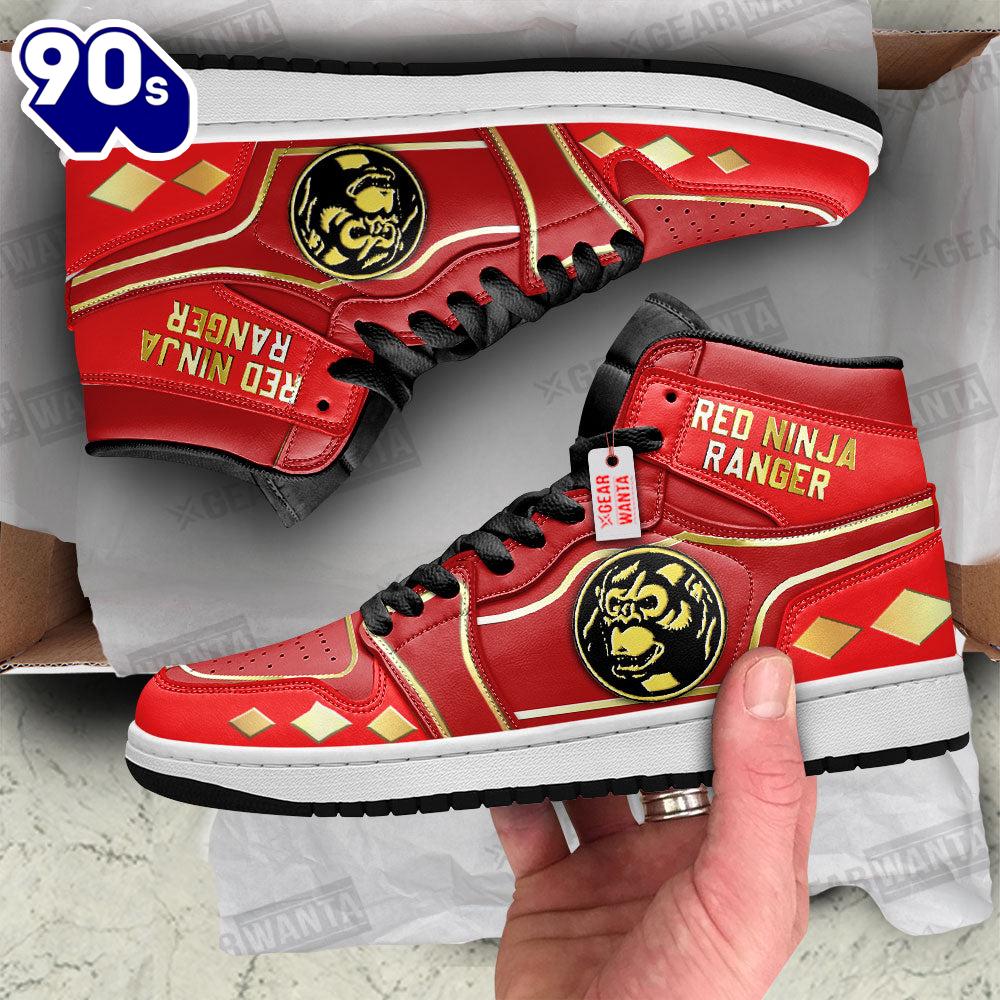 Ninja Red Ranger Mighty Morphin J1 Shoes Custom Sneakers Ninja Red Ranger Mighty Morphin J1 Shoes Custom Sneakers