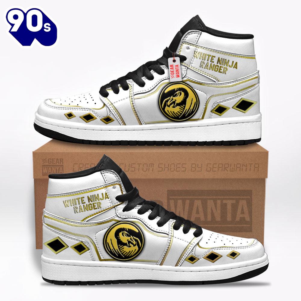 Ninja White Ranger Mighty Morphin J1 Shoes Custom Sneakers Ninja White Ranger Mighty Morphin J1 Shoes Custom Sneakers