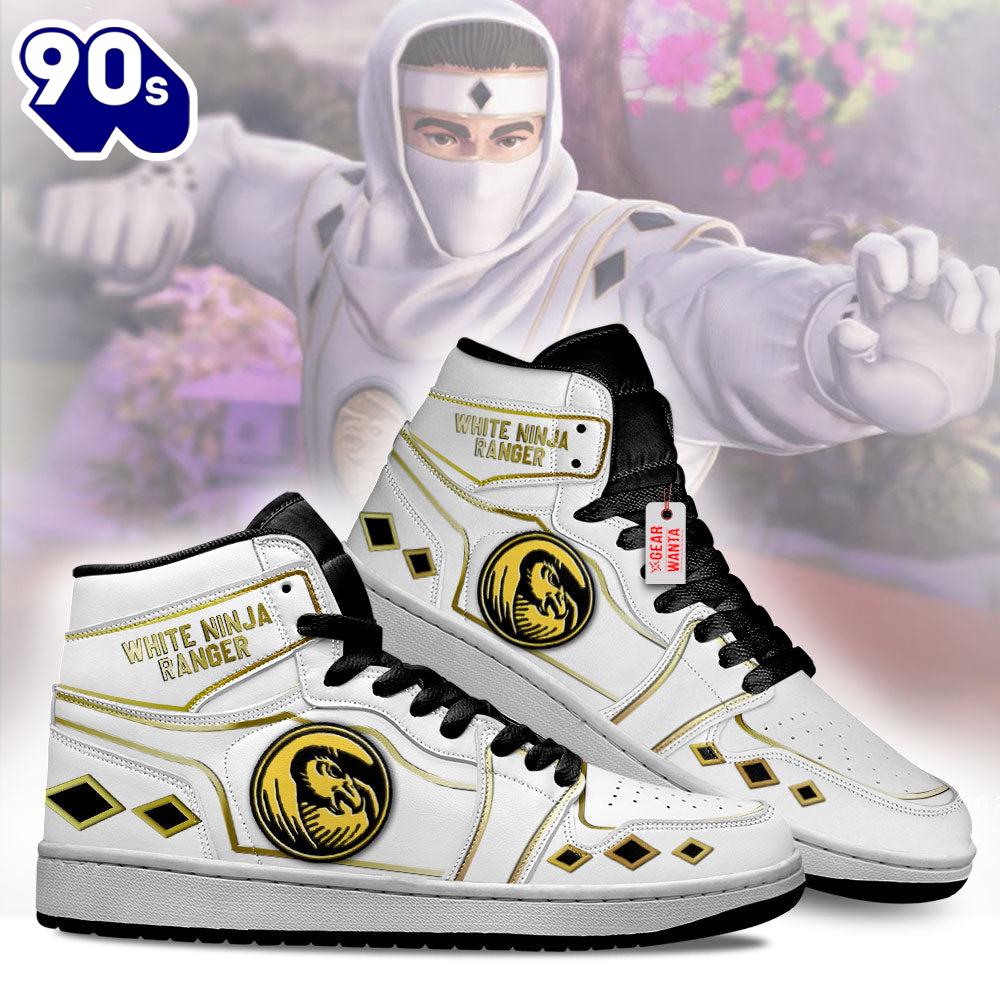 Ninja White Ranger Mighty Morphin J1 Shoes Custom Sneakers Ninja White Ranger Mighty Morphin J1 Shoes Custom Sneakers