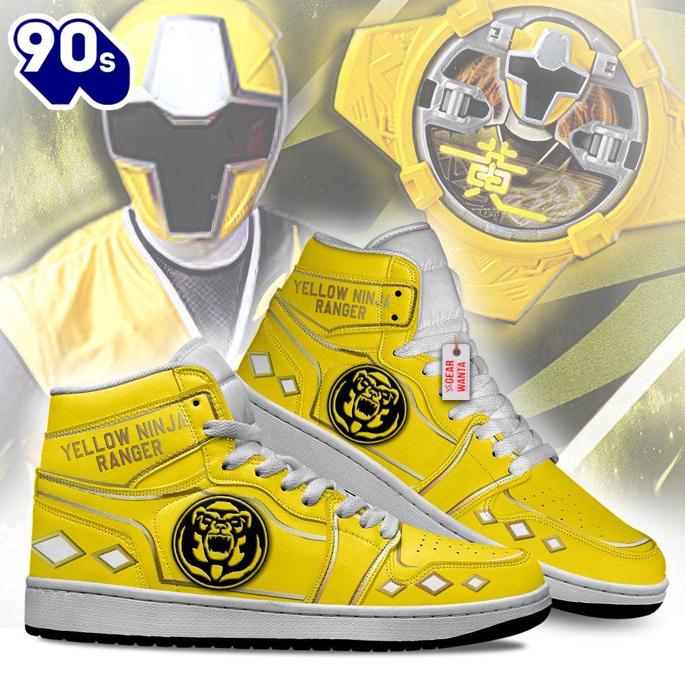 Ninja Yellow Ranger Mighty Morphin J1 Shoes Custom Sneakers Ninja Yellow Ranger Mighty Morphin J1 Shoes Custom Sneakers