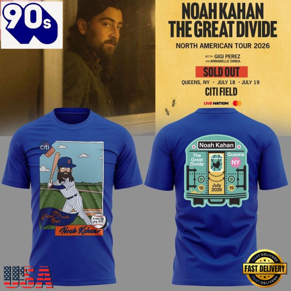 Noah Kahan New York Mets The Great Divide Tour 2026 T Shirt Noah Kahan New York Mets The Great Divide Tour 2026 T Shirt