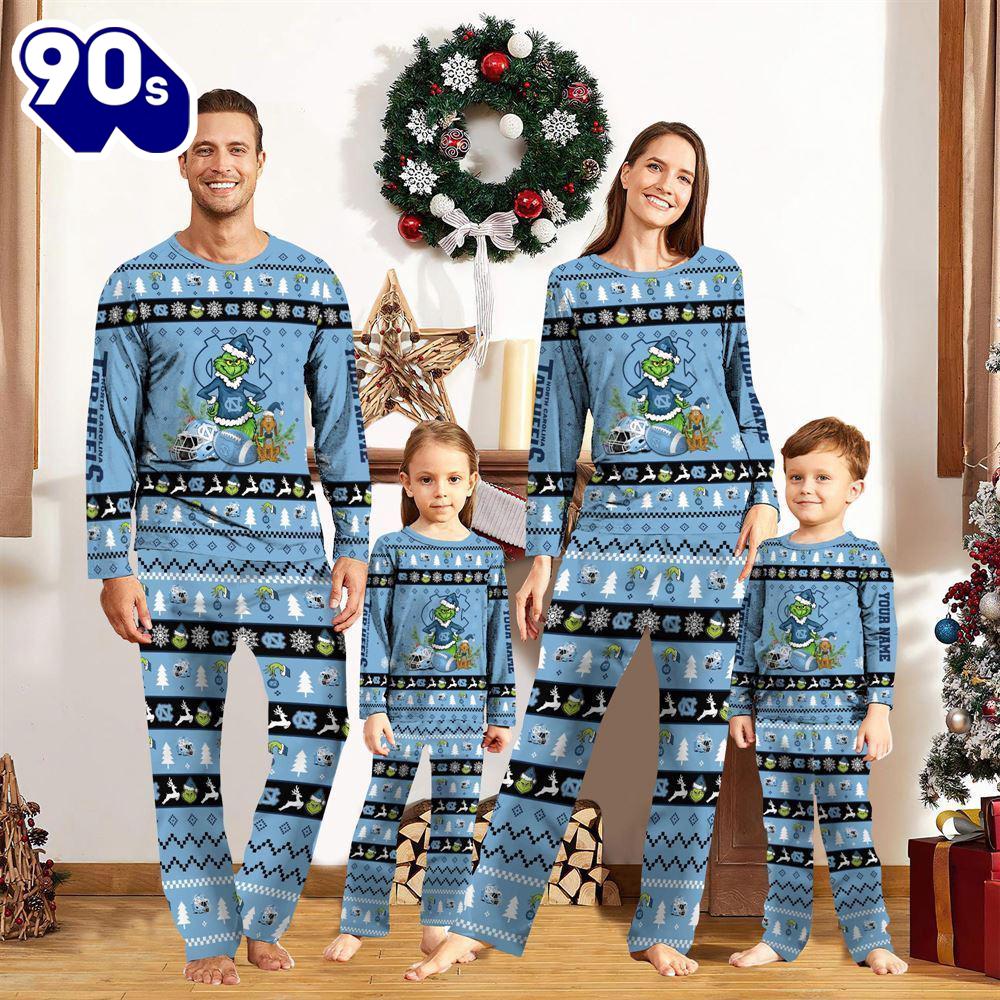 North Carolina Tar Heels NCAA Custom Name Grinch Christmas And Sport Team Pajama Set Gift Christmas North Carolina Tar Heels NCAA Custom Name Grinch Christmas And Sport Team Pajama Set Gift Christmas