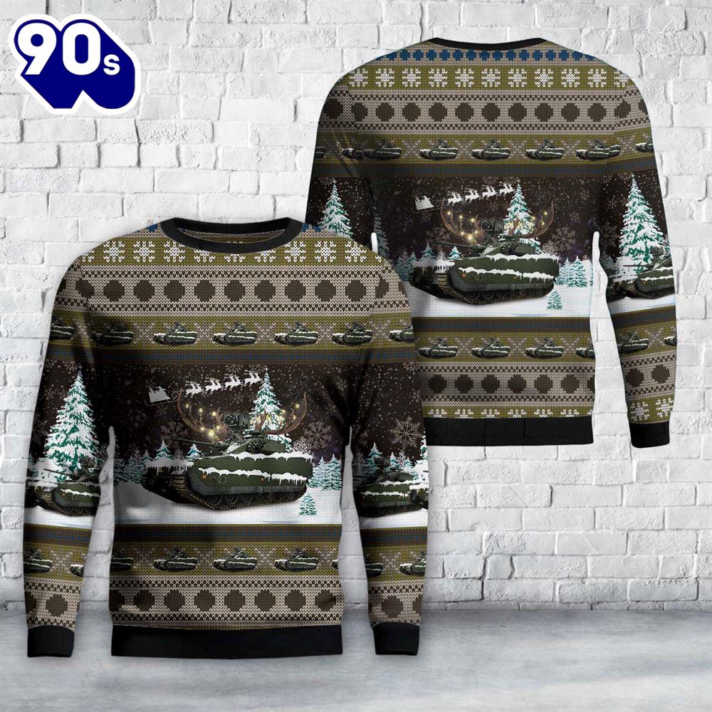 Norwegian Army CV90 Infantry Fighting Vehicle Christmas AOP Sweater Norwegian Army CV90 Infantry Fighting Vehicle Christmas AOP Sweater