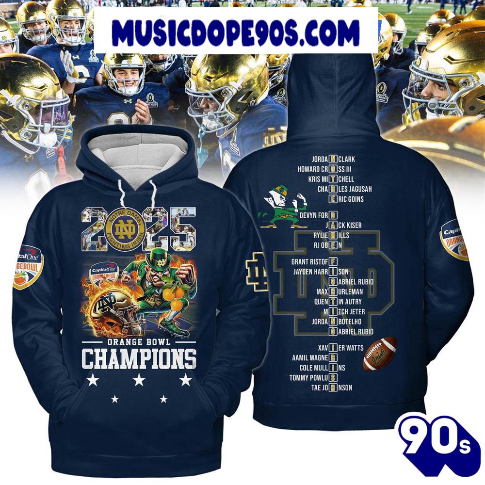 Notre Dame Fighting Irish 2025 Orange Bowl Champions For Fans Trending Hoodie Notre Dame Fighting Irish 2025 Orange Bowl Champions For Fans Trending Hoodie