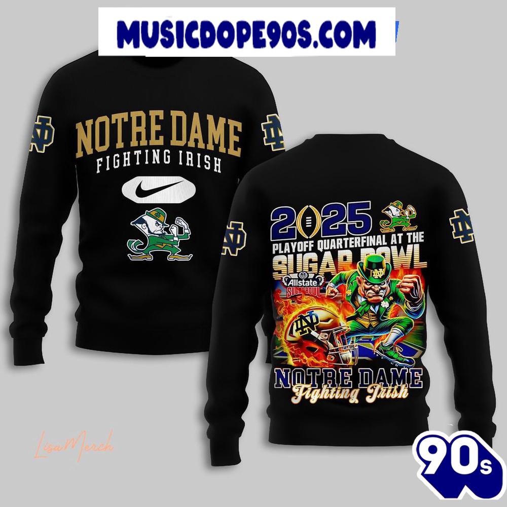 Notre Dame Fighting Irish 2025 Playoff Quarterback At The Sugar Bowl For Fans 3D T-Shirt Notre Dame Fighting Irish 2025 Playoff Quarterback At The Sugar Bowl For Fans 3D T-Shirt