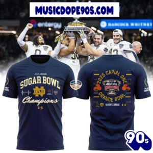 Notre Dame Fighting Irish Champions Sugar And Orange Bowl 2025 For Fans 3D T-Shirt