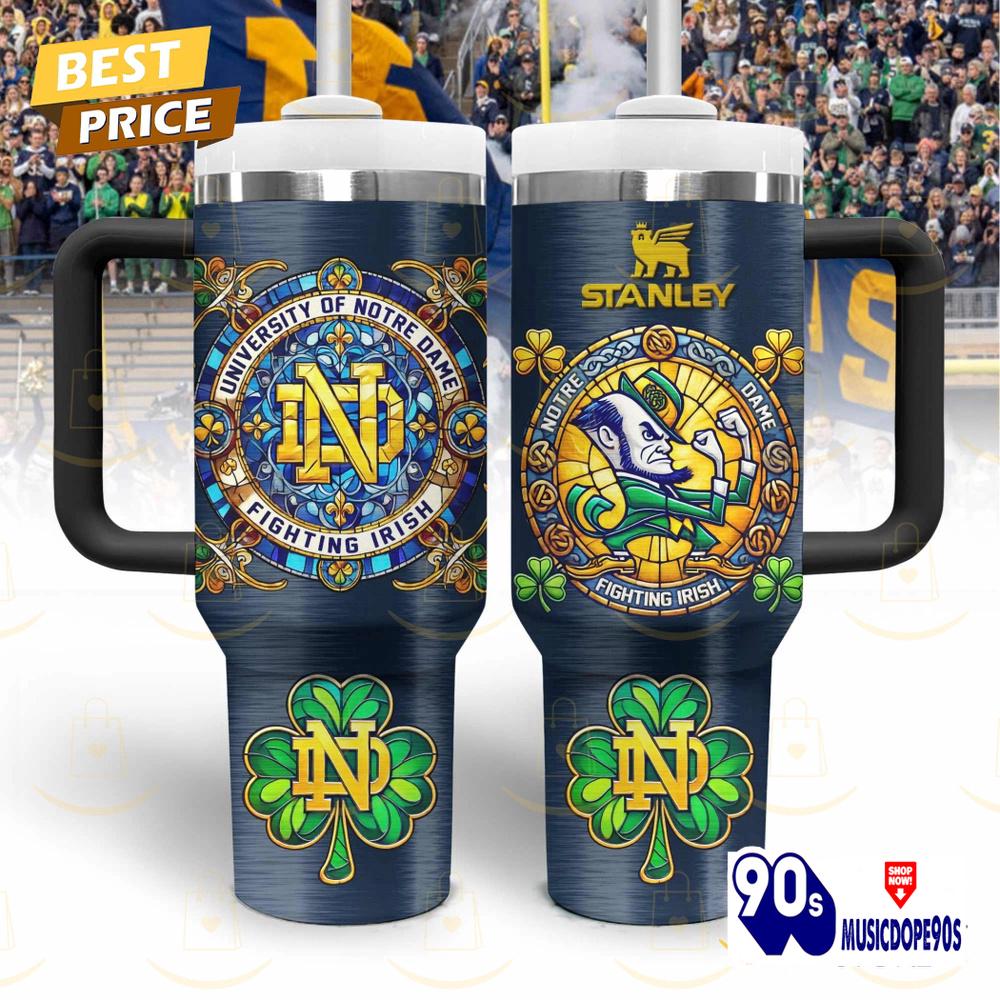Notre Dame Fighting Irish Go Irish Tumbler With Handle And Straw Notre Dame Fighting Irish Go Irish Tumbler With Handle And Straw