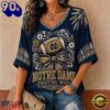 Notre Dame Fighting Irish NCAA Vintage Floral Bow V Neck T Shirt, Trending NCAA V Neck