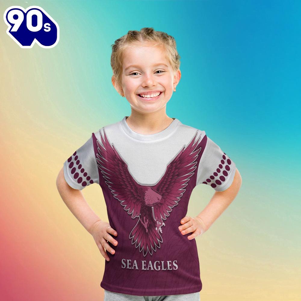 NRL Manly Warringah Sea Eagles Feather Kids T-shirt NRL Manly Warringah Sea Eagles Feather Kids T-shirt
