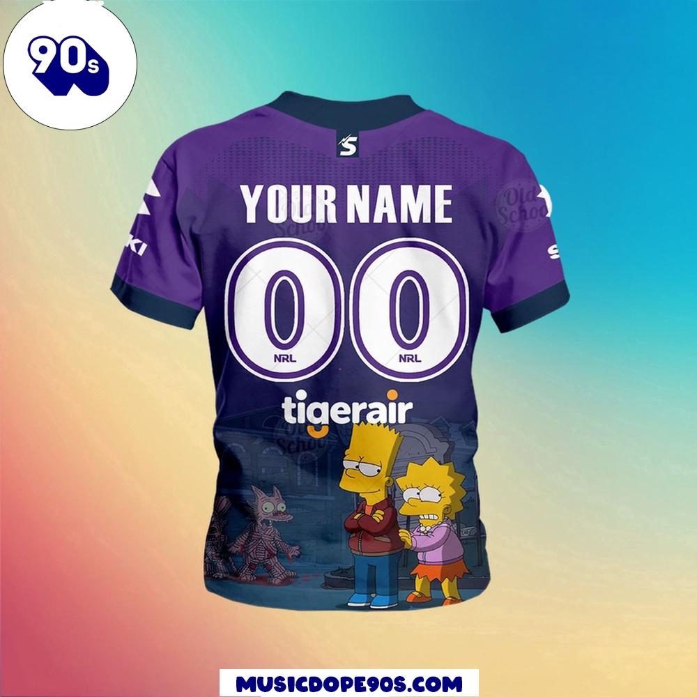 NRL Melbourne Storm Custom Name Number x The Simpsons Halloween Kids T-shirt NRL Melbourne Storm Custom Name Number x The Simpsons Halloween Kids T-shirt
