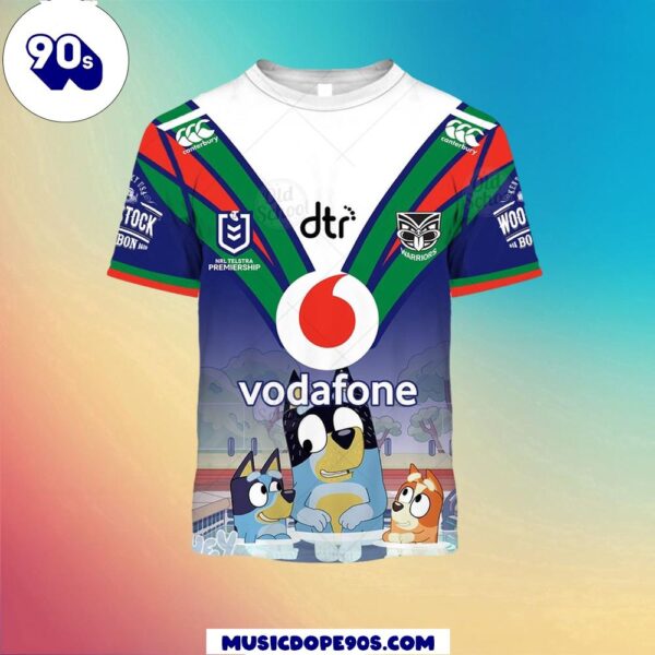 NRL New Zealand Warriors Custom Name Number Bluey Jersey Kids T-shirt