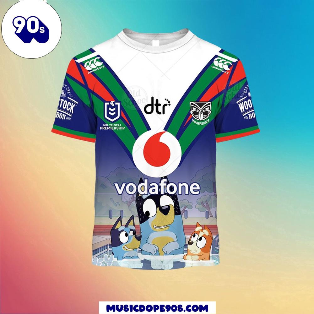 NRL New Zealand Warriors Custom Name Number Bluey Jersey Kids T-shirt NRL New Zealand Warriors Custom Name Number Bluey Jersey Kids T-shirt