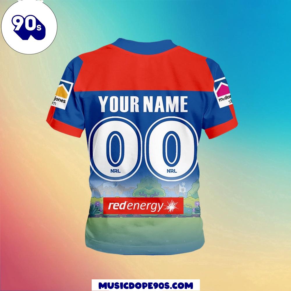 NRL Newcastle Knights Custom Name Number x Bluey Jersey Kids T-shirt NRL Newcastle Knights Custom Name Number x Bluey Jersey Kids T-shirt
