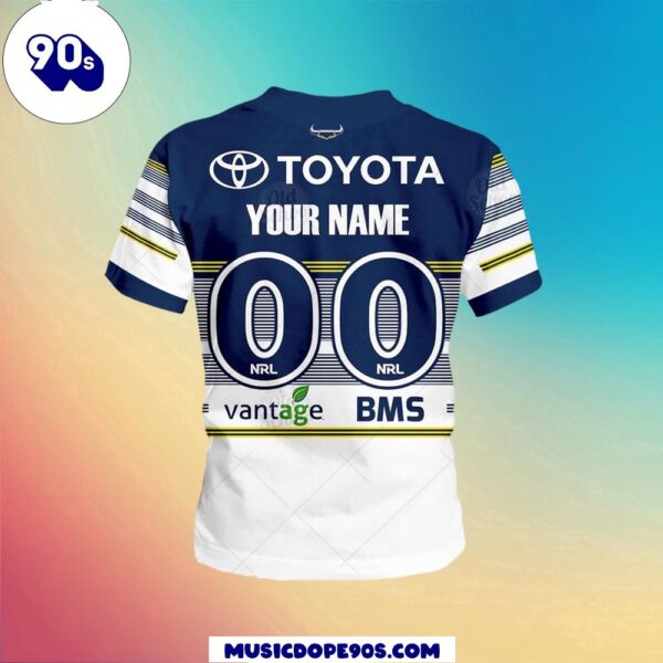 NRL North Queensland Cowboys Custom Name Number Home Jersey Kids T-shirt