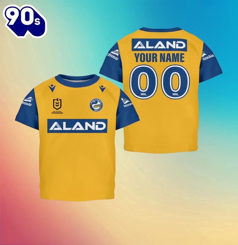 NRL Parramatta Eels Custom Name Number Away Jersey Kids T-shirt NRL Parramatta Eels Custom Name Number Away Jersey Kids T-shirt