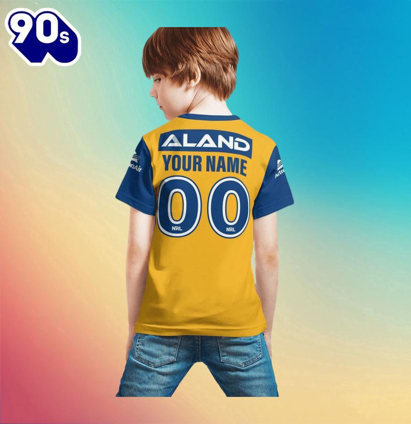 NRL Parramatta Eels Custom Name Number Away Jersey Kids T-shirt NRL Parramatta Eels Custom Name Number Away Jersey Kids T-shirt