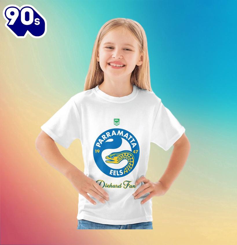 NRL Parramatta Eels Custom Name Number Diehard Fan Kids T-shirt NRL Parramatta Eels Custom Name Number Diehard Fan Kids T-shirt