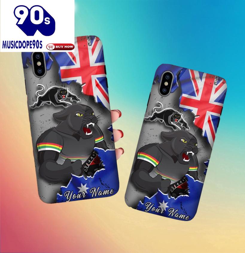 NRL Penrith Panthers Custom Name Mascot Scratch Phone Case NRL Penrith Panthers Custom Name Mascot Scratch Phone Case