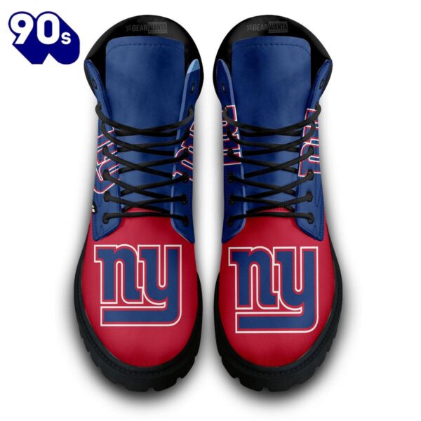 NY Giants Leather Boots Shoes Custom For Fans