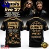 Oasis Live 27 The Band With The 3 Stripes Graphic Black T Shirt, Viral 3D Music Tee