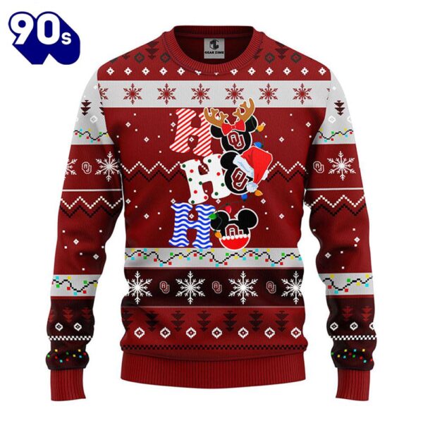 Oklahoma Sooners Hohoho Mickey Christmas Ugly Sweater  Gift Christmas