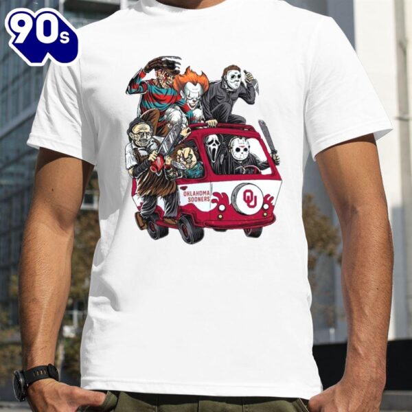 Oklahoma Sooners Horror Movies Characters Bus Halloween 2024 T-Shirts