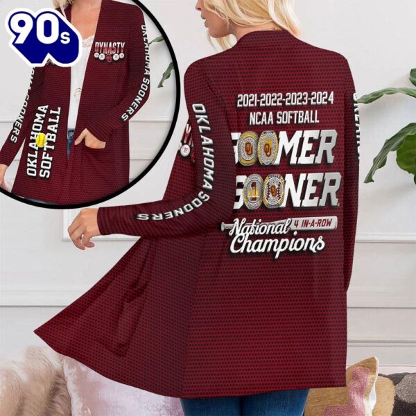 Oklahoma Sooners Softball Women’s Patch Pocket Cardigan For Fans