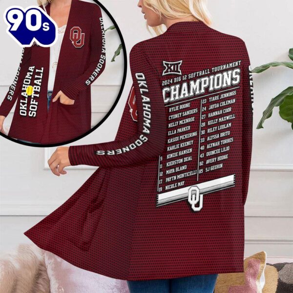 Oklahoma Sooners Softball Women’s Patch Pocket Cardigan Gift Christmas
