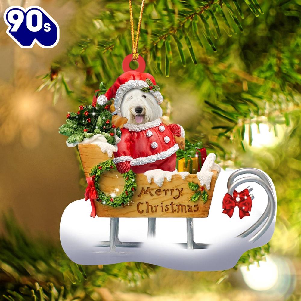 Old English Sheepdog Merry Christmas Ornament, Gift For Christmas Old English Sheepdog Merry Christmas Ornament, Gift For Christmas