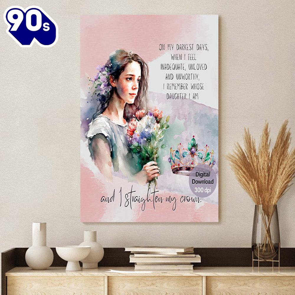 On My Darkest Days I Straighten My Crown Blue Christian Wall Jesus Christ Canvas Gift Christmas On My Darkest Days I Straighten My Crown Blue Christian Wall Jesus Christ Canvas Gift Christmas