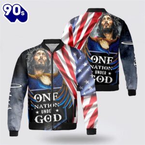 One Nation Under God Jesus Eagle Flag Us Bomber Jacket – Christian Bomber Shirts for Men and Women Gift Christian