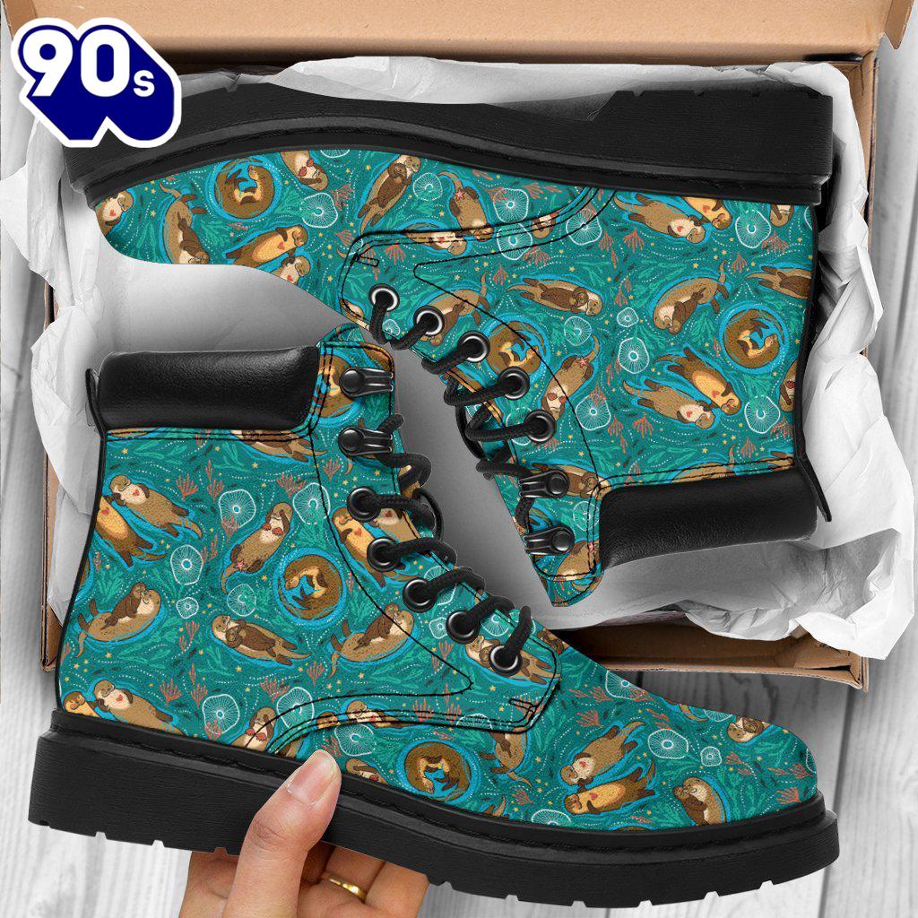 Otter Leather Boots Animal Custom Shoes Funny For Otter Lover Otter Leather Boots Animal Custom Shoes Funny For Otter Lover