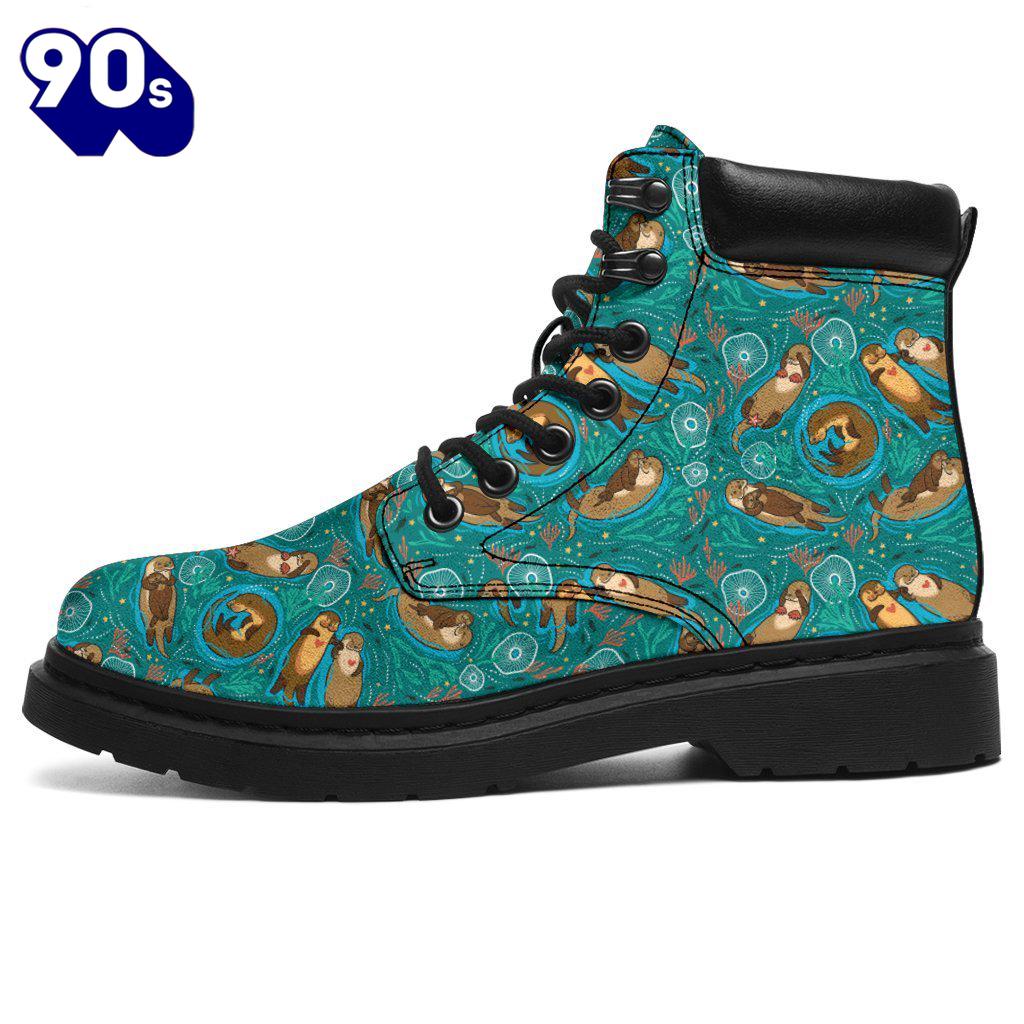 Otter Leather Boots Animal Custom Shoes Funny For Otter Lover Otter Leather Boots Animal Custom Shoes Funny For Otter Lover