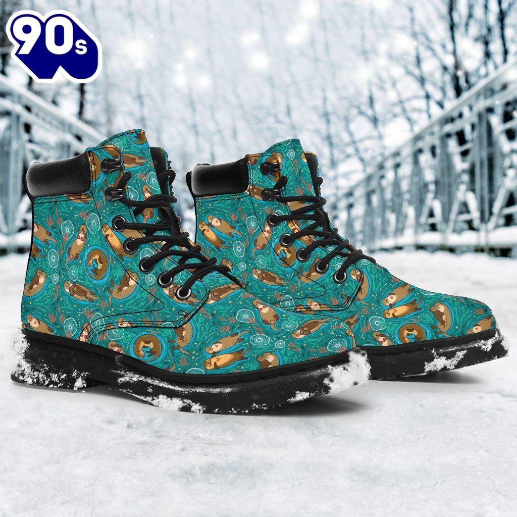 Otter Leather Boots Animal Custom Shoes Funny For Otter Lover Otter Leather Boots Animal Custom Shoes Funny For Otter Lover