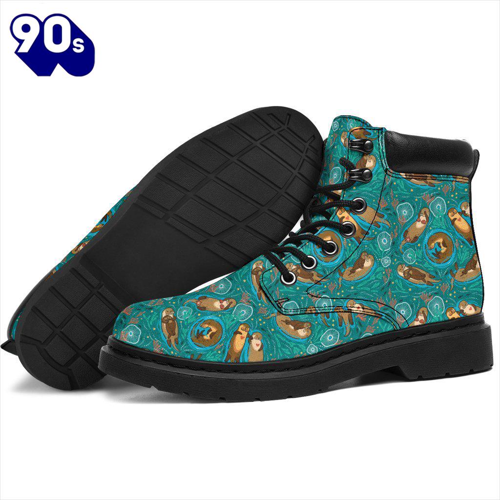 Otter Leather Boots Animal Custom Shoes Funny For Otter Lover Otter Leather Boots Animal Custom Shoes Funny For Otter Lover