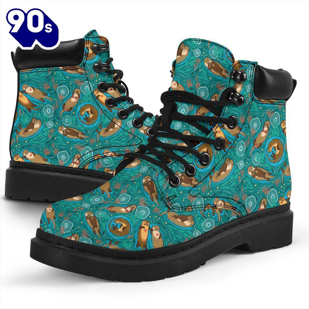 Otter Leather Boots Animal Custom Shoes Funny For Otter Lover Otter Leather Boots Animal Custom Shoes Funny For Otter Lover