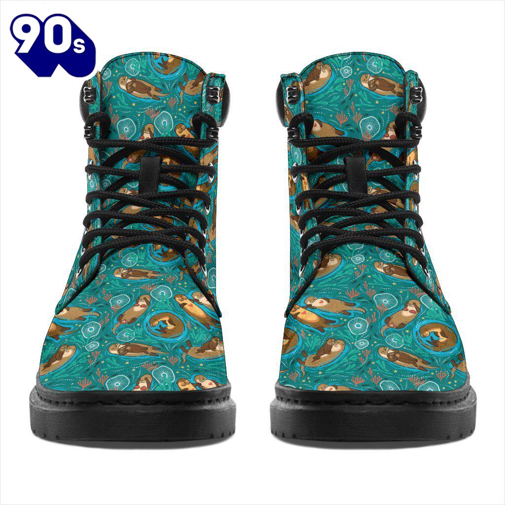 Otter Leather Boots Animal Custom Shoes Funny For Otter Lover Otter Leather Boots Animal Custom Shoes Funny For Otter Lover
