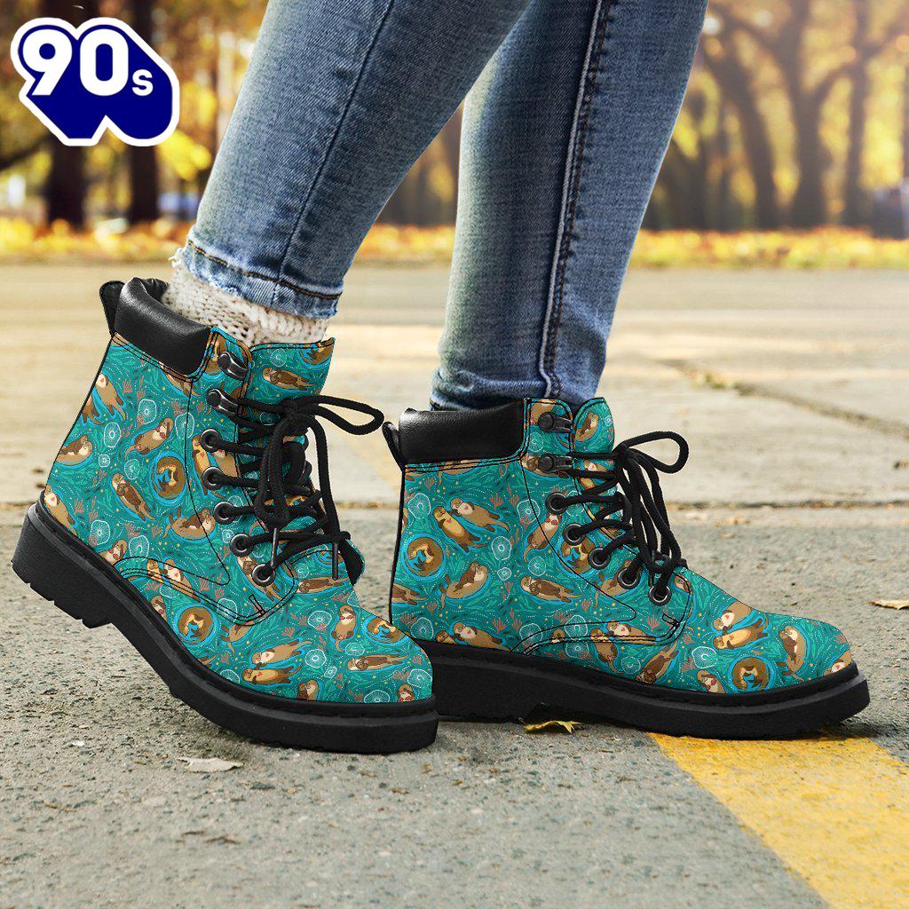 Otter Leather Boots Animal Custom Shoes Funny For Otter Lover Otter Leather Boots Animal Custom Shoes Funny For Otter Lover