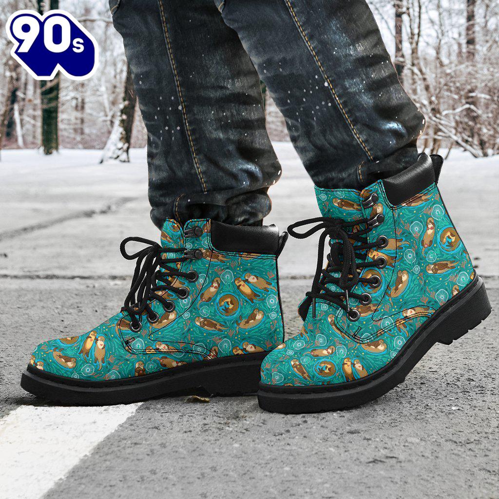 Otter Leather Boots Animal Custom Shoes Funny For Otter Lover Otter Leather Boots Animal Custom Shoes Funny For Otter Lover