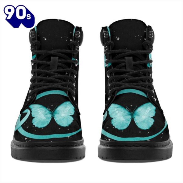 Ovarian Cancer Awareness Leather Boots Ribbon Shoes Gift idea