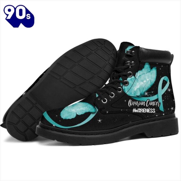 Ovarian Cancer Awareness Leather Boots Ribbon Shoes Gift idea