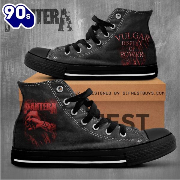 Pantera Vulgar Dissplay Of Power Shoes, Dimebag Darrell, Pantera High Top Shoes For Fans