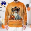 Papillon Dog In Spooky Autumn Halloween 3D Shirt  For Man And Women